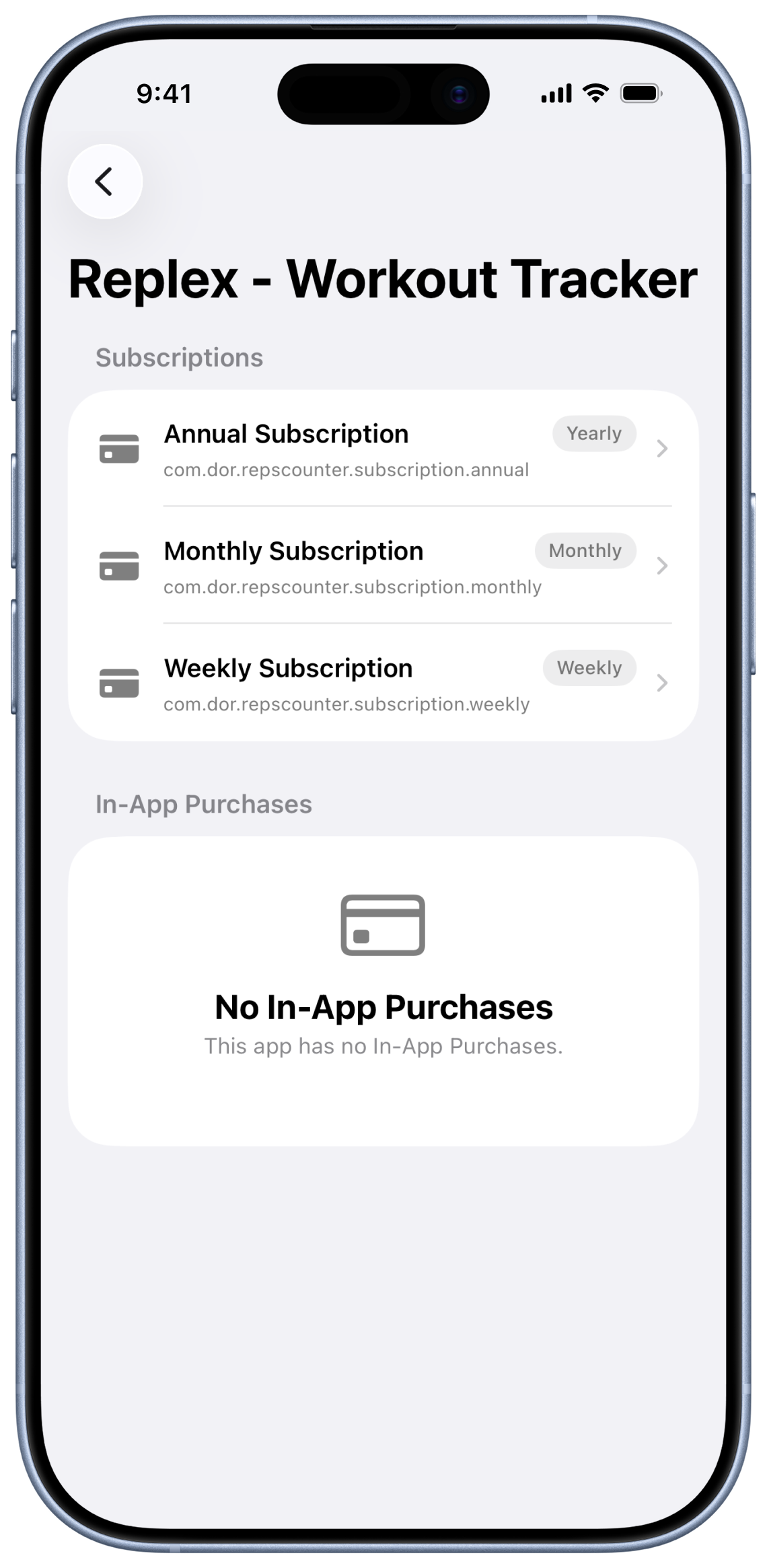 PriceWizard on iPhone showing price table