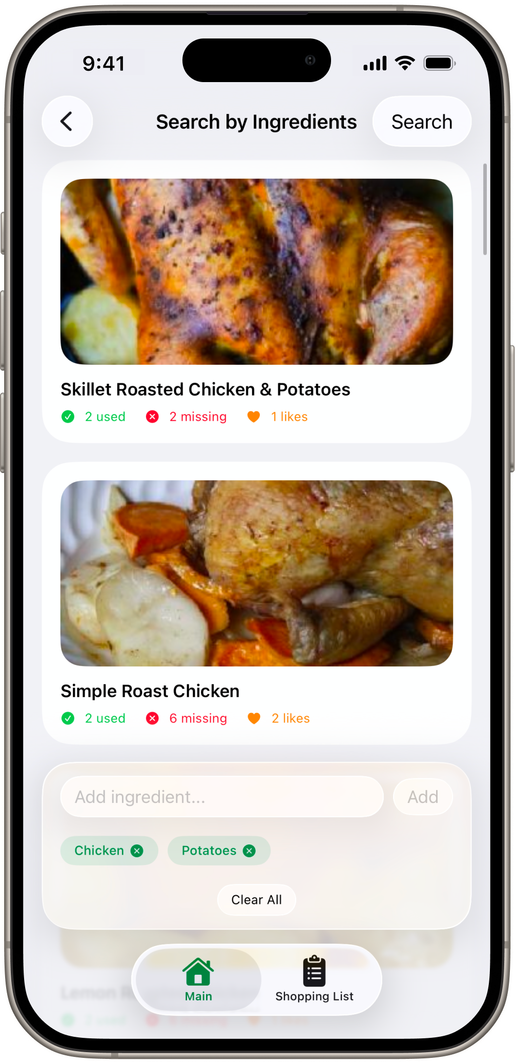 Pure Bite Search by Ingredients - Find recipes easily