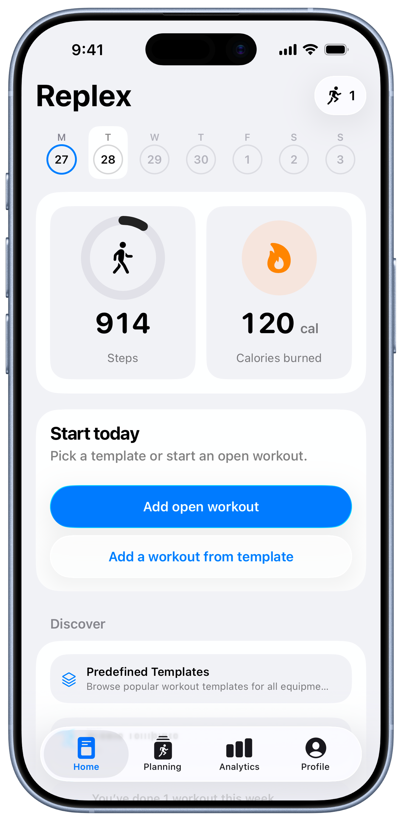 Start a workout quickly