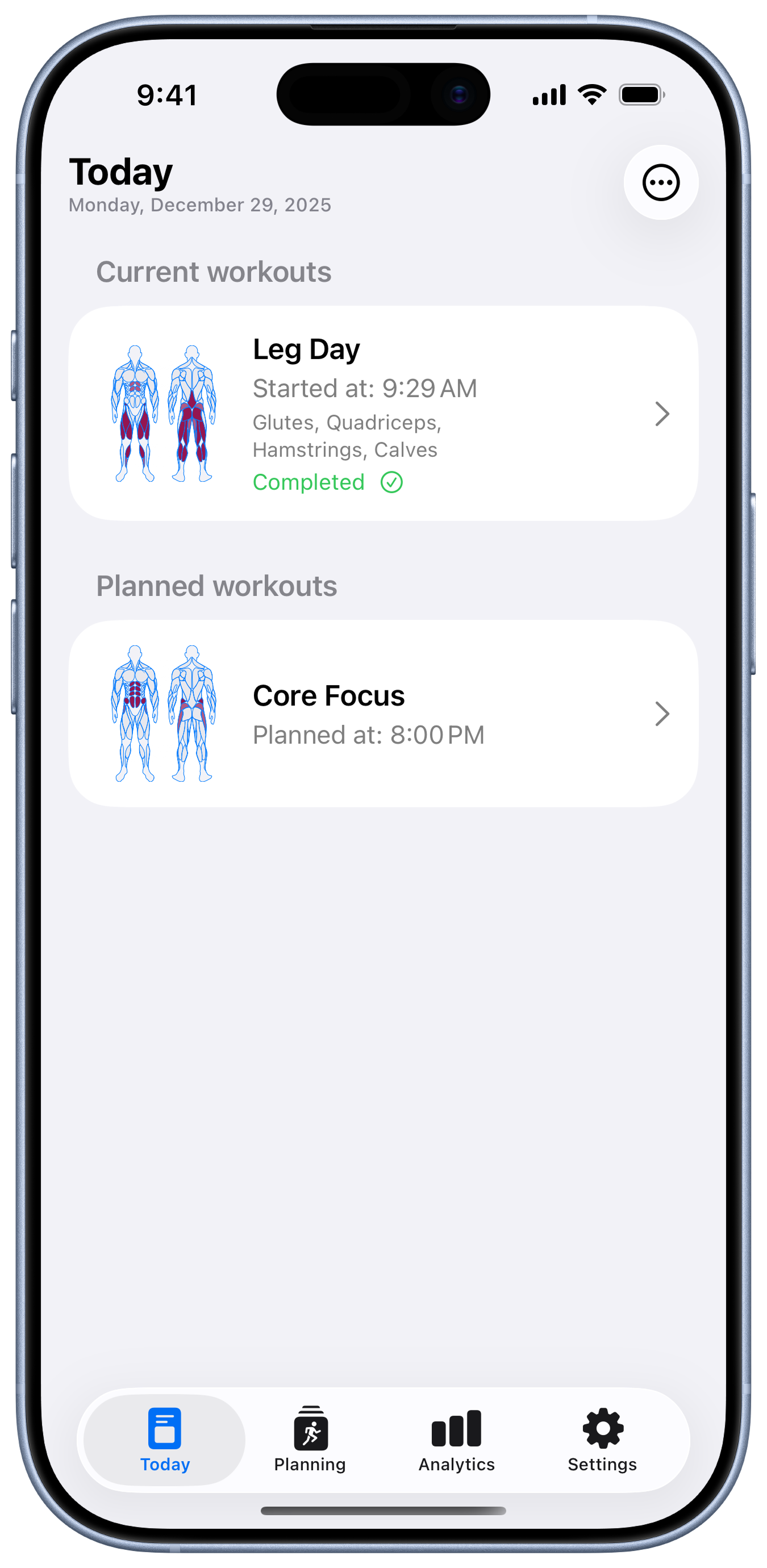 Today Screen - Main Workout View